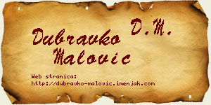 Dubravko Malović vizit kartica